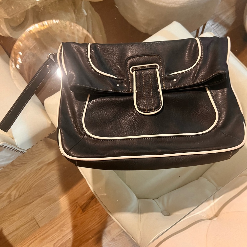 Black and White Clutch with Silver-Toned Clasp